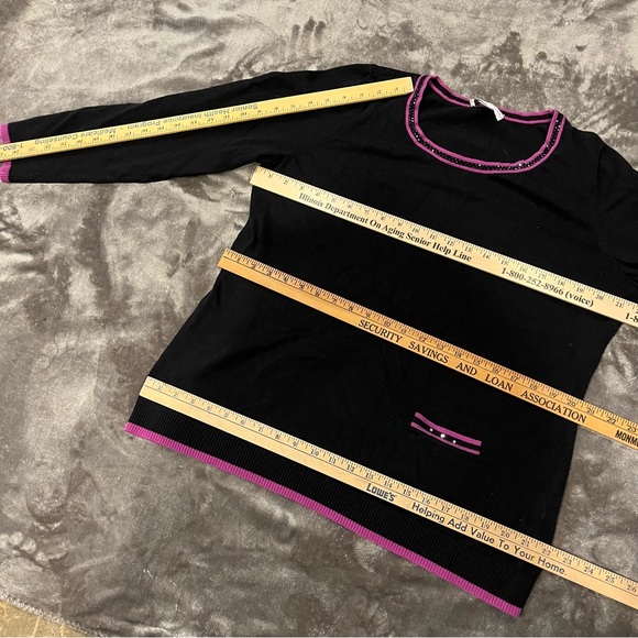 Vintage Y2K Sweater Rhinestone Beaded Sweater Purple Black Sweater Fall Winter - Picture 8 of 10